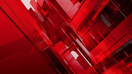 Fototapeta premium Striking Red Abstract Geometric Digital Art Background with Dynamic Intersecting Lines and Shapes