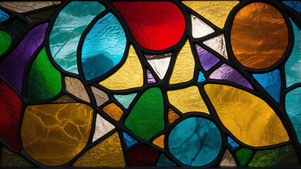 Vibrant Abstract Stained Glass Mosaic in Bold Colors