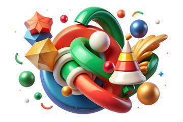 Flat Abstract Christmas Spirit Concept: Vibrant Vector Illustration Capturing Joy and Celebration with Colorful Swirls, Perfect for Festive Messages