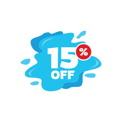 15% Discount Sale Tag Label Vector Template Design Illustration