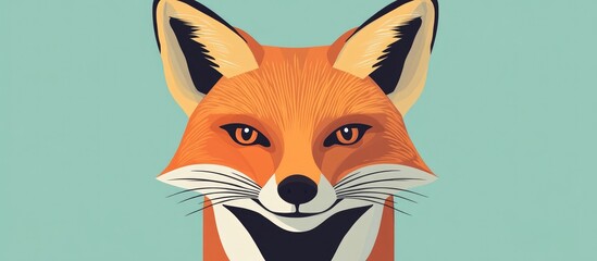 Obraz premium Cartoon style illustration of a fox s face with flat color design