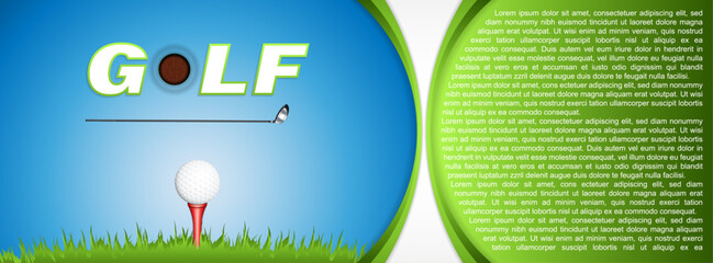 Golf outing banner with golf ball, vector illustration.