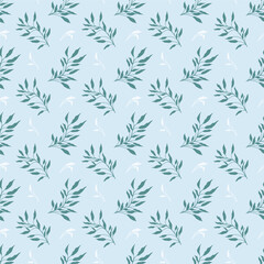 Cute kawaii seamless sweet leaves pattern background