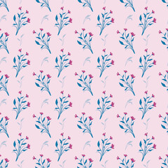 Cute kawaii seamless sweet floral pattern background