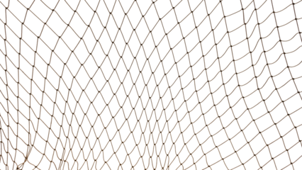 Football or tennis net. torn Rope mesh on a white background close-up
