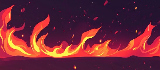 Abstract Illustration of a Red Fire Flame in Flat Design