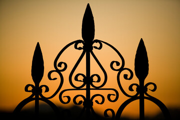 Decorative Iron Gate Detail at Sunset in Ronda, Malaga, Spain
