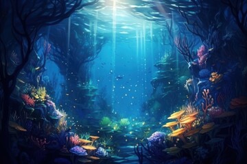 Obraz premium Underwater background aquarium outdoors nature.