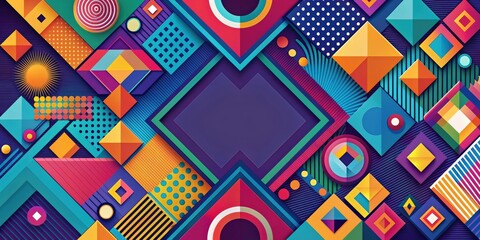 Abstract design with a mix of geometric shapes and vibrant colors , abstract, composition, shapes, colors, vibrant