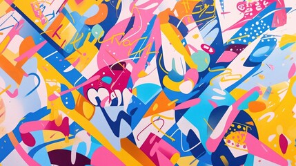 Obraz premium Colorful detail of vibrant street graffiti in a lively urban setting