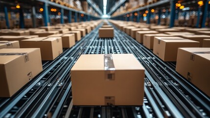 Machine learning optimizing logistics in a modern warehouse with sorting systems in action