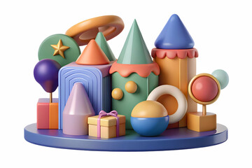 Flat Abstract Holiday Celebration Concept: Vibrant Shapes & Patterns Symbolizing Joy of the Season, Dynamic Movement with Copy Space for Text - Vector Illustration