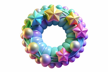 Obraz premium 3D Holographic Christmas Lights: Twinkling Scene Filmed in Slow Motion for Enhanced Glow & Vibrancy - Icon Isolated on White Background