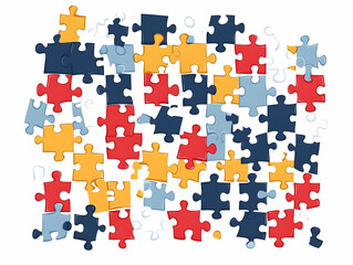 Cartoon Style Puzzle Tiles Representing Ballot Integrity: Interlocking Flat Vector Illustration for Voter Confidence Messaging on White Background