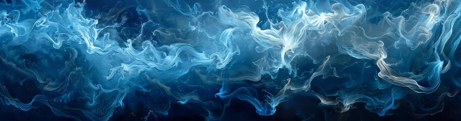 Obraz premium A mesmerizing display of bright blue flowing smoke dances gracefully against dark background, creating an ethereal and captivating atmosphere. fluid movement evokes sense of tranquility and mystery