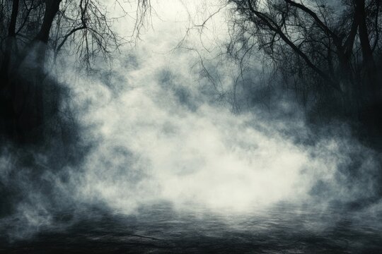 Spooky Fog Overlay Frame for Halloween with Gothic Ghost Effect