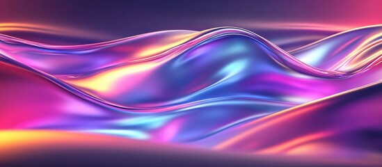 Naklejka premium Iridescent Holographic Neon Waves Abstract Background Modern Gradient Design Element For Textures Banners Posters Wallpapers Covers And Prints