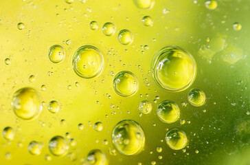 Close-up of olive oil bubbles in water