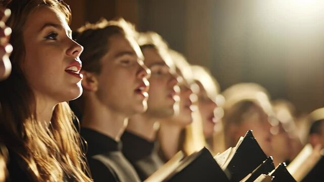 This group of singers is passionately engaged in a choral performance, creating beautiful harmonies.