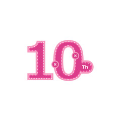 10 Th Anniversary Celebration Number with cartoon style Design