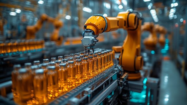 Advanced robotics in action with energy-efficient systems in a beverage bottling plant