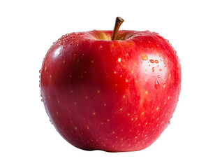 Red apple isolated on transparent background cutout, PNG file