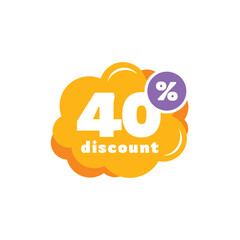 40% Discount Sale Tag Label Vector Template Design Illustration
