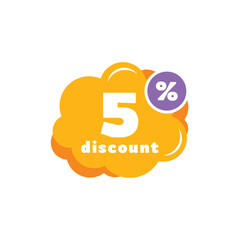 5% Discount Sale Tag Label Vector Template Design Illustration