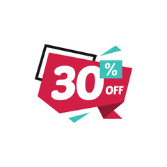 30% Discount Sale Tag Label Vector Template Design Illustration