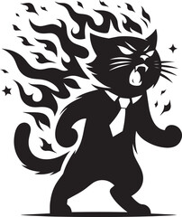 Angry Cat Silhouette isolated on a white background Minimalist cute cat vector shape
