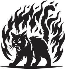 Angry Cat Silhouette isolated on a white background Minimalist cute cat vector shape