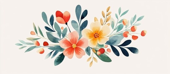Obraz premium Delicate Floral Bouquet For Watercolor Pattern Creation