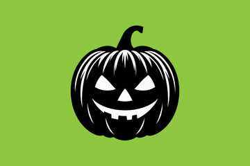 Pumpkin silhouette vector with a simple, face for fun Halloween.