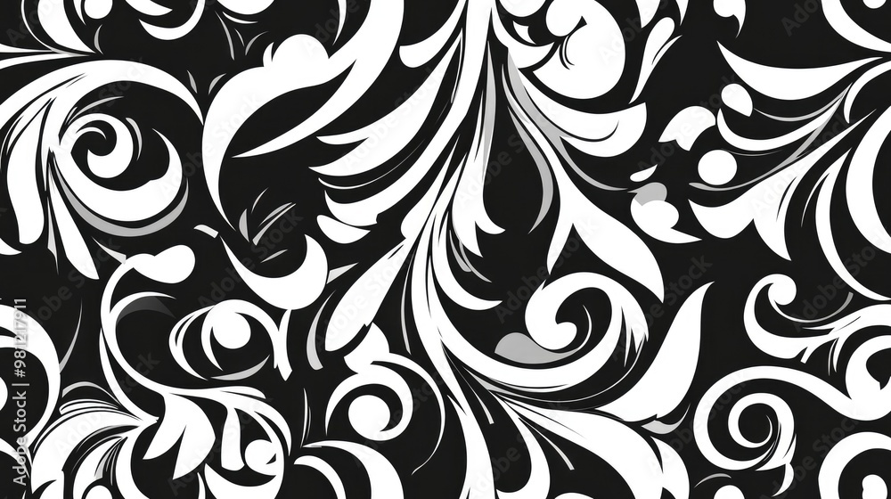 Wall mural Abstract seamless black and white pattern