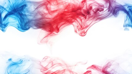 Obraz premium Colorful smoke art on white background featuring shades of red and blue