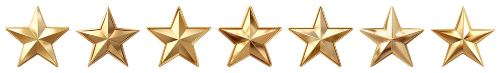 3d golden star png cut out element set