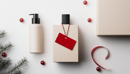 A beauty product box mockup with a bright red 'Black Friday Deal' tag hanging from the corner, surrounded by soft, luxurious textures for a glamorous look.