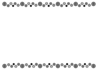 歯車　フレーム　上下　シンプル　ベクター　イラスト　黒