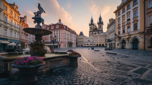 Prague's Old Town Square at Dawn