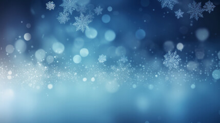 Fototapeta premium Snowflakes and bokeh lights creating a winter holiday background