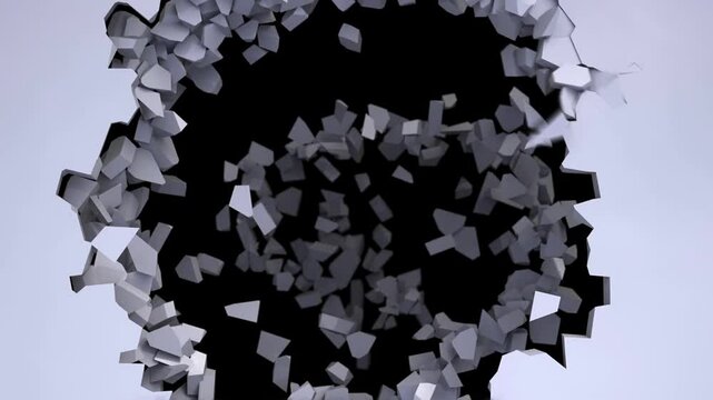the collapsing wall falls down