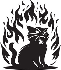 Angry Cat Silhouette isolated on a white background Minimalist cute cat vector shape