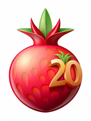 3D Pomegranate Icon Design: Vibrant Symbol of Prosperity and Abundance for 2025 - Colorful Vector Representation for Infographics on White Background