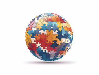 Obraz premium Flat Policy Puzzle Sphere: Abstract Business Concept with Interlocking Pieces in Soft Environment - Holistic Policy Making in Smart Vector Illustration