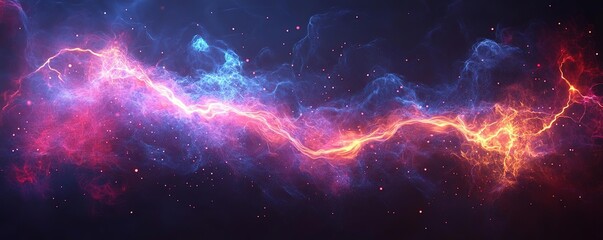 Obraz premium A stunning cosmic landscape featuring vibrant nebulae and interstellar dust illuminated by radiant cosmic colors.