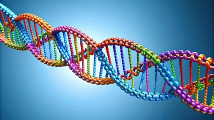 of a digital catena DNA chain with various colorful segments, DNA, catena, digital, chain, colorful, segments