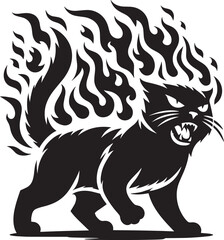 Angry Cat Silhouette isolated on a white background Minimalist cute cat vector shape