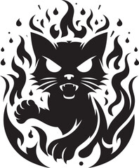 Angry Cat Silhouette isolated on a white background Minimalist cute cat vector shape