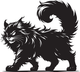 Angry Cat Silhouette isolated on a white background Minimalist cute cat vector shape