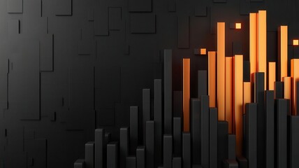 Business stock market, with charts and numbers, 3D illustration, copy space for text,